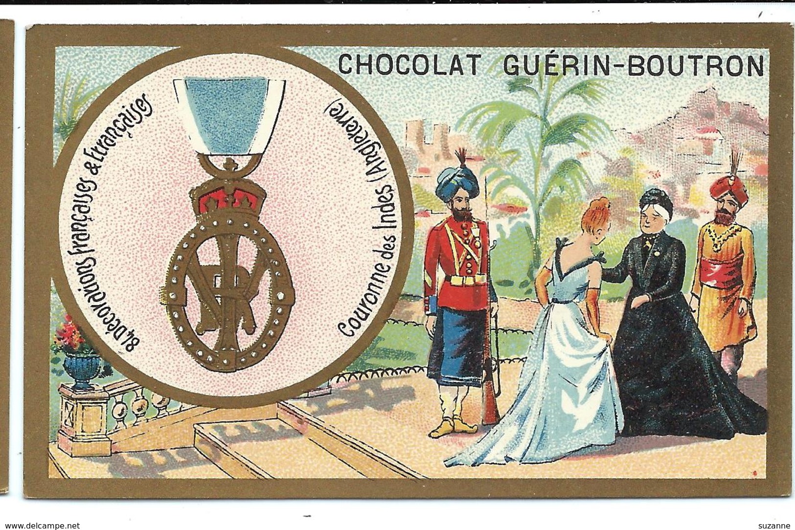 CHROMO ANCIEN  - Médaille Ordre De La Couronne Des Indes (Angleterre) - Pub Chocolat Guérin-Boutron - Autres & Non Classés