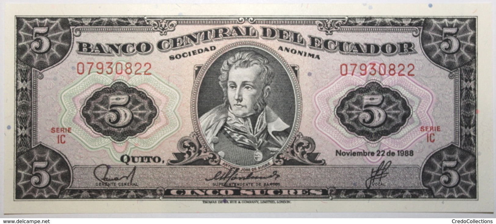 Équateur - 5 Sucres - 1988 - PICK 113d.3 - NEUF - Ecuador