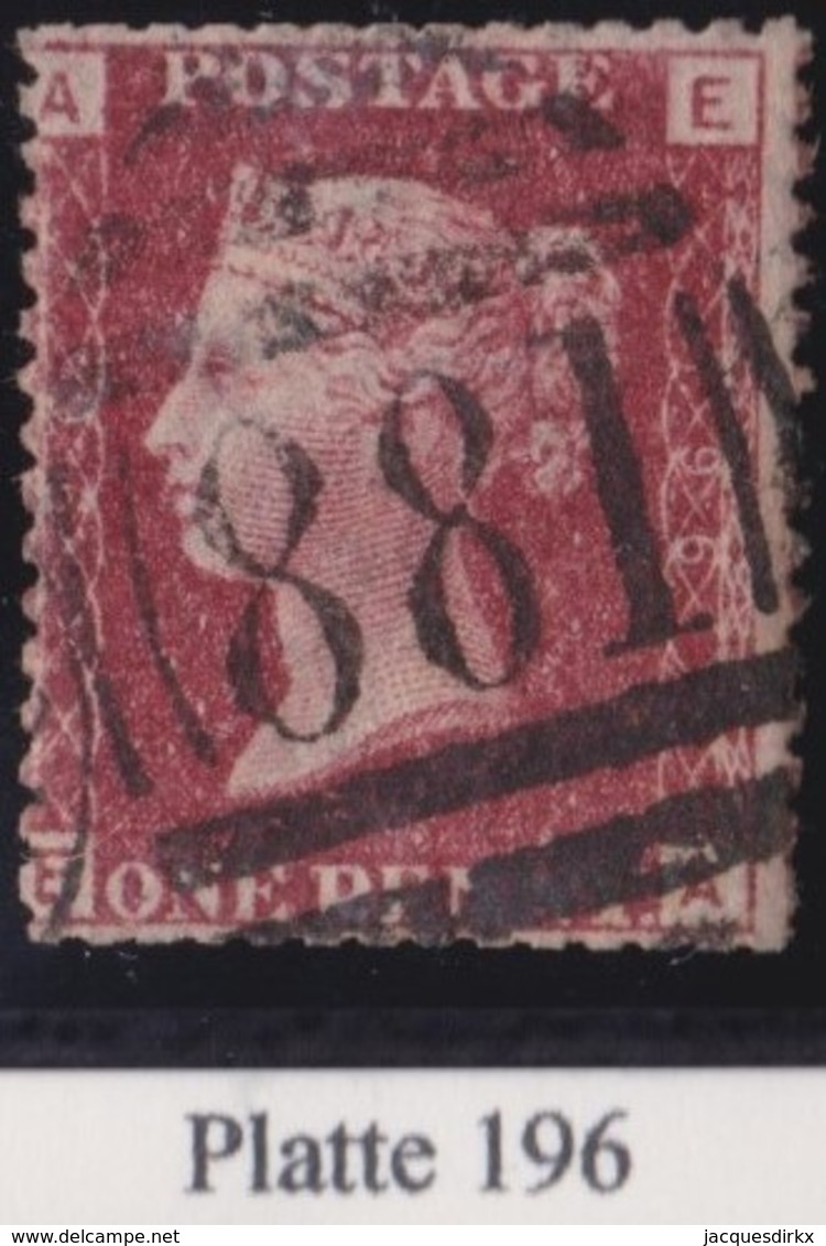 Great Britain   .  Yvert   .  26    .   Plate  196       .     O    .    Cancelled .   /   .   Oblitéré - Used Stamps