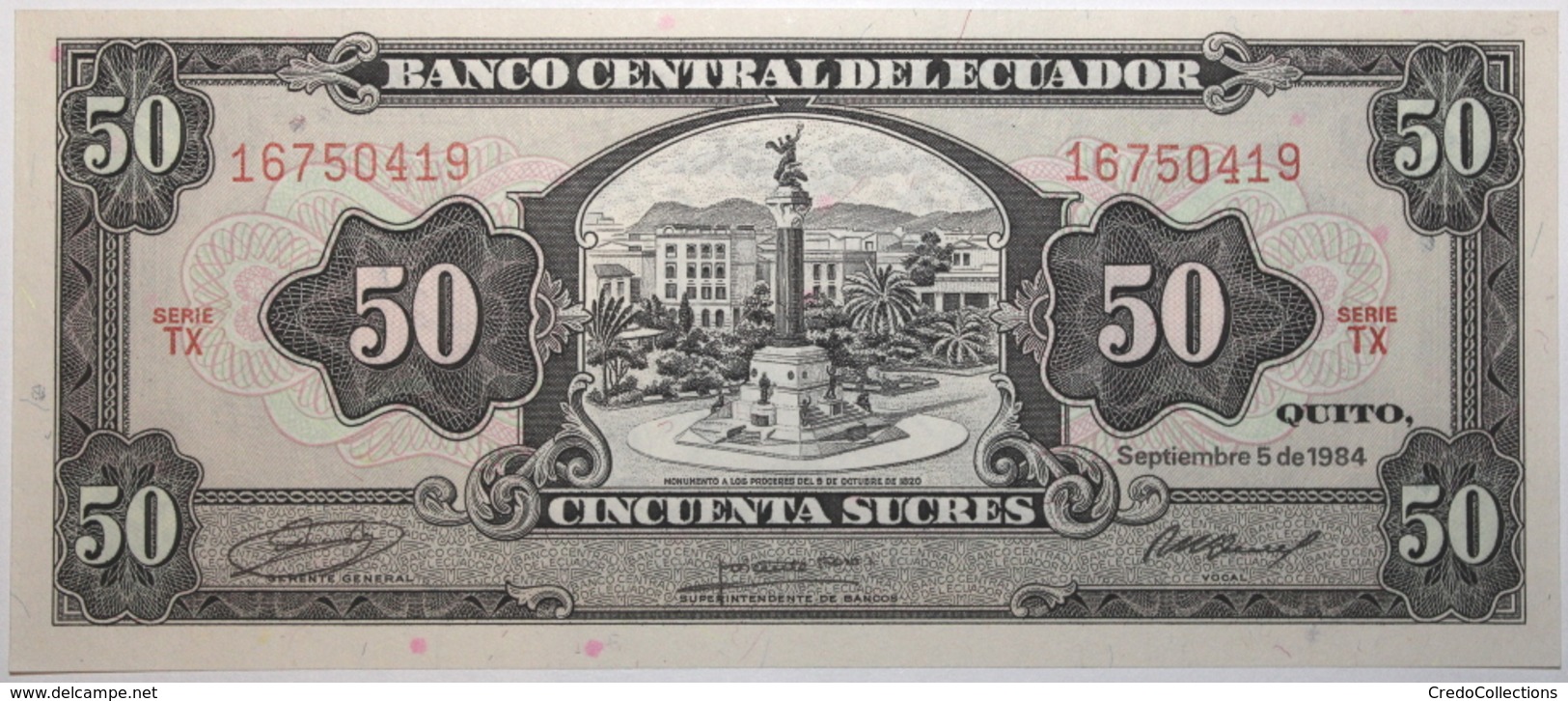 Équateur - 50 Sucres - 1984 - PICK 122a.6 - NEUF - Ecuador