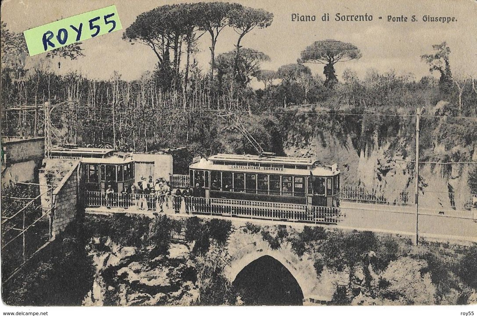 Treno Linea Ferroviaria Castellammare Di Stabia Sorrento Fermata Ponte S.giuseppe Animata Primi 900 (picc./v.retro) - Stations With Trains