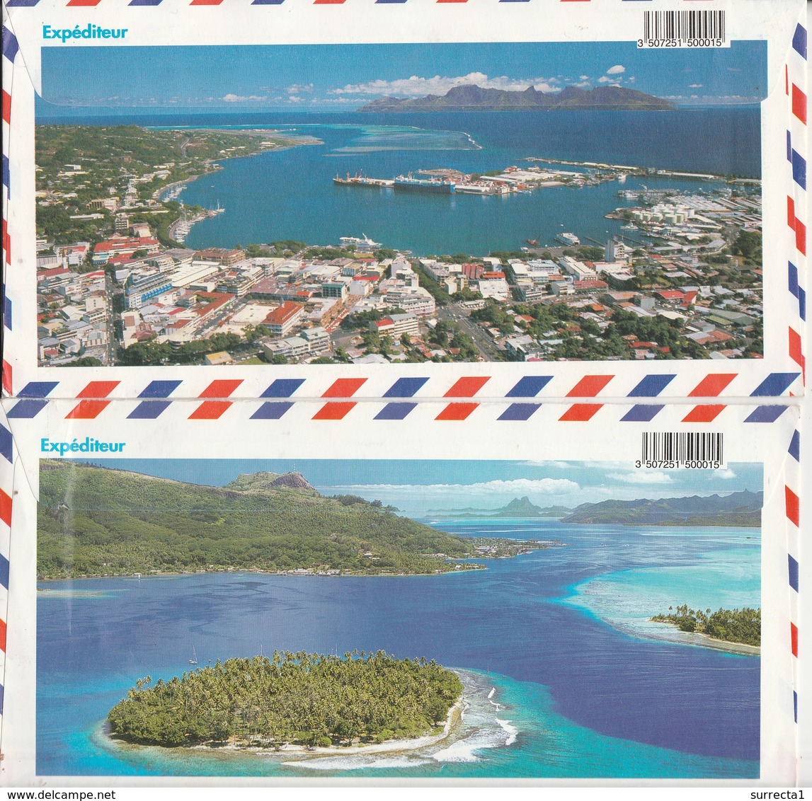 Lot De 2 Enveloppes Illustrées De Polynésie / Cachet De Taravao / Cachet Commune Associée - Tahití