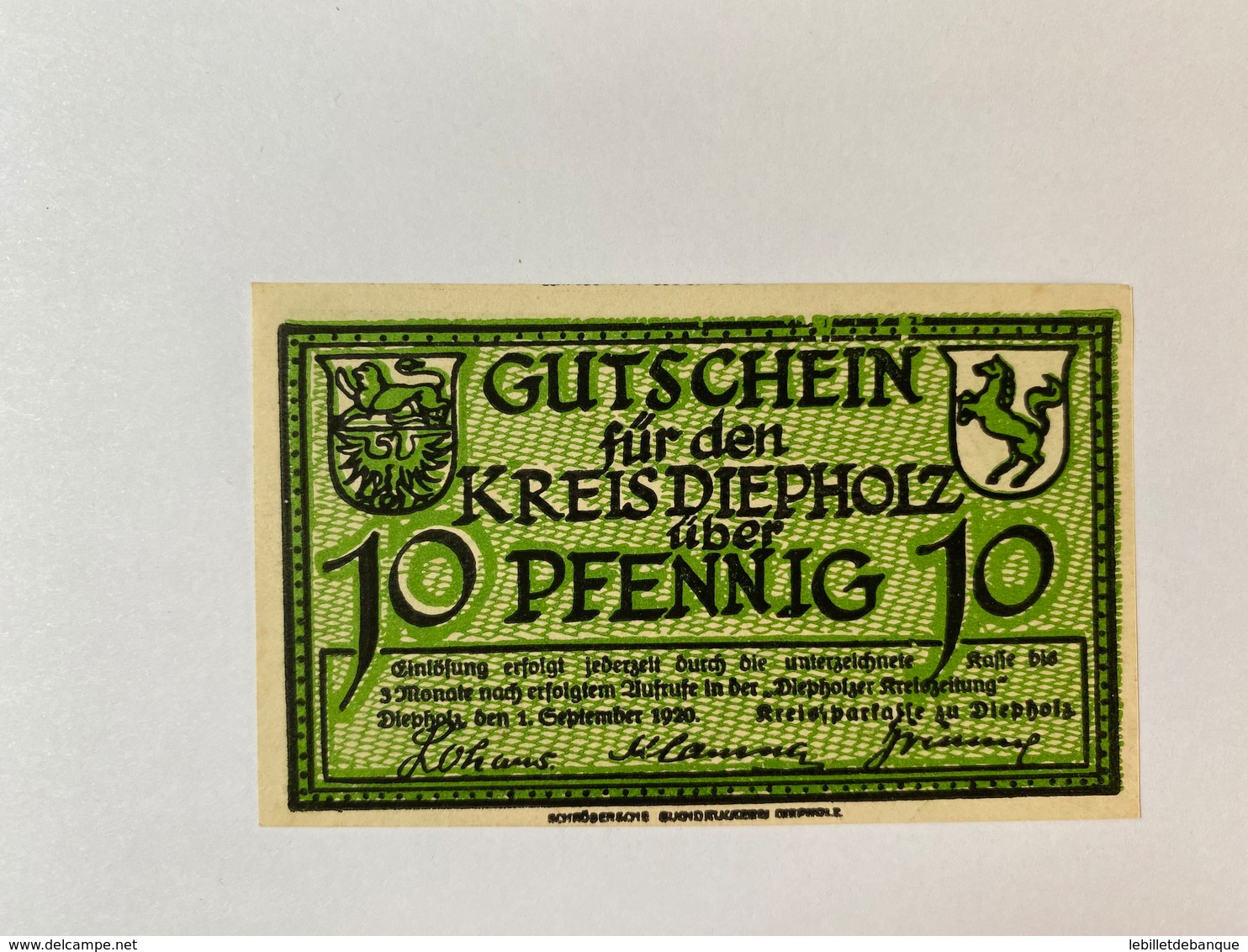 Allemagne Notgeld Depholz 10 Pfennig - Collections