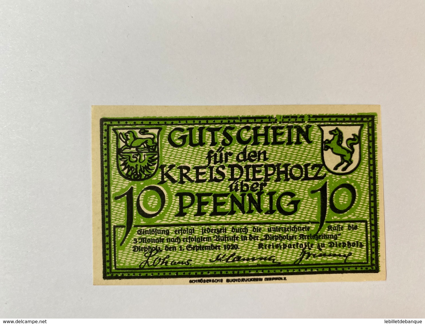Allemagne Notgeld Depholz 10 Pfennig - Collections