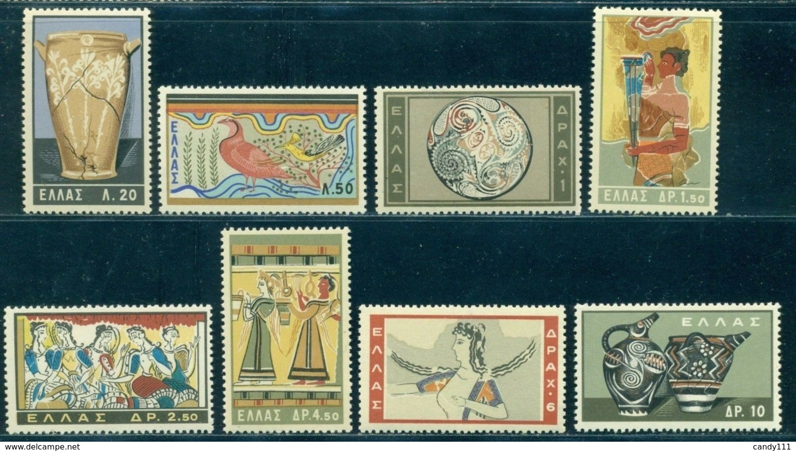 1961 Minoan Art,Knossos Palace,Bird,Dancer,Pottery,Fruit Dish,Cup,Greece,765,MNH - Other & Unclassified