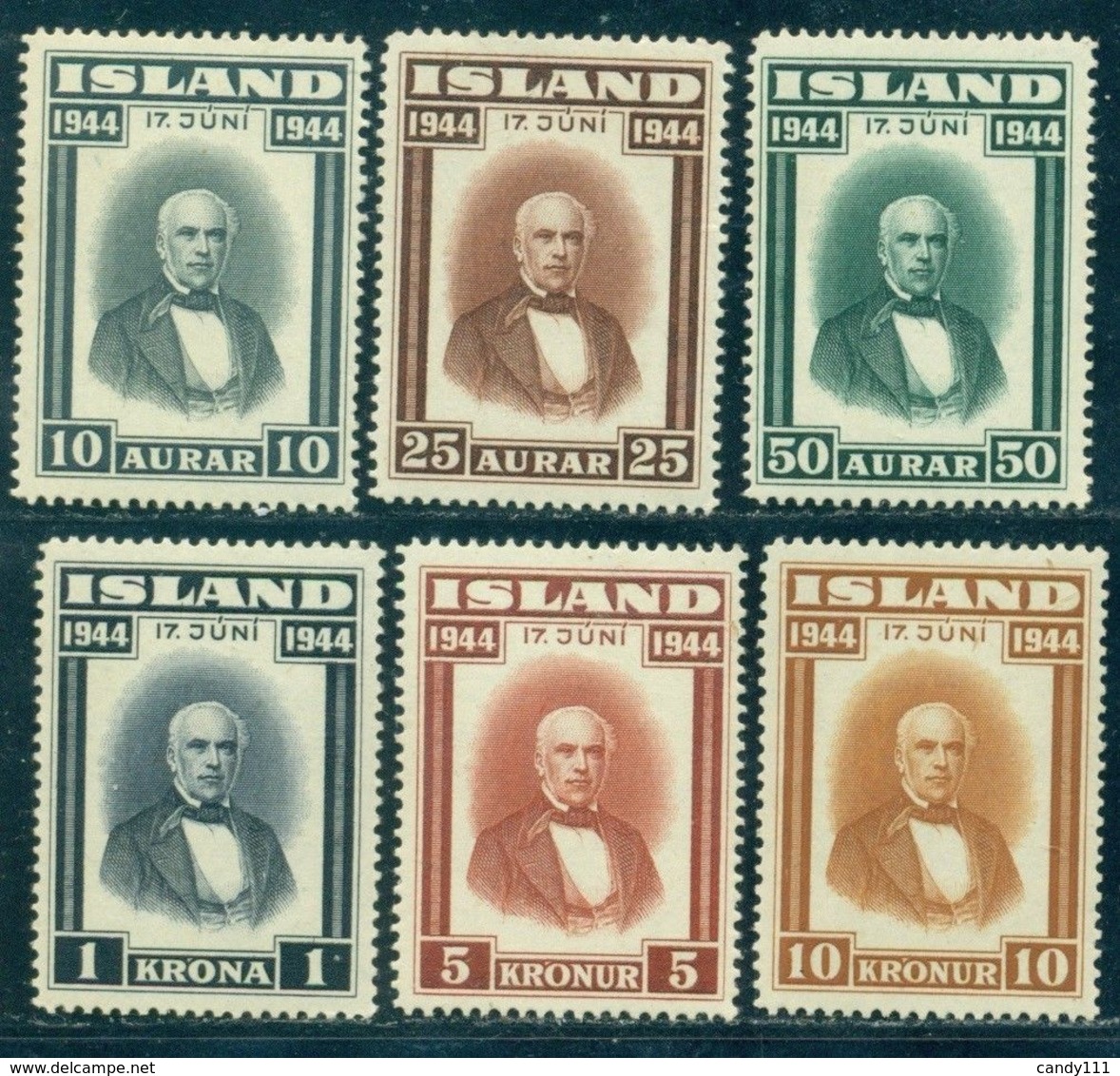 1944 Jón Sigurdsson,Independence Mouvement,Iceland,Island,Mi.231,CV€80/$100,MNH - Unused Stamps