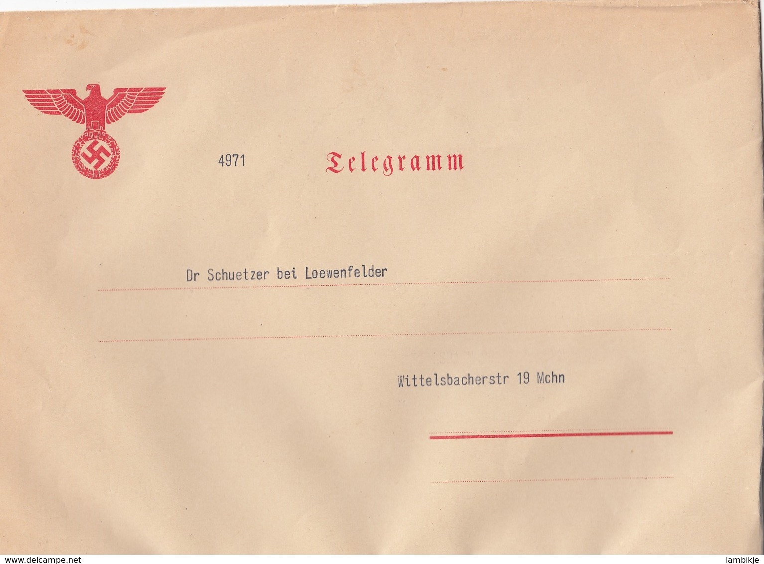 Deutsches Reich Telegram Enveloppe 1940 - Covers & Documents