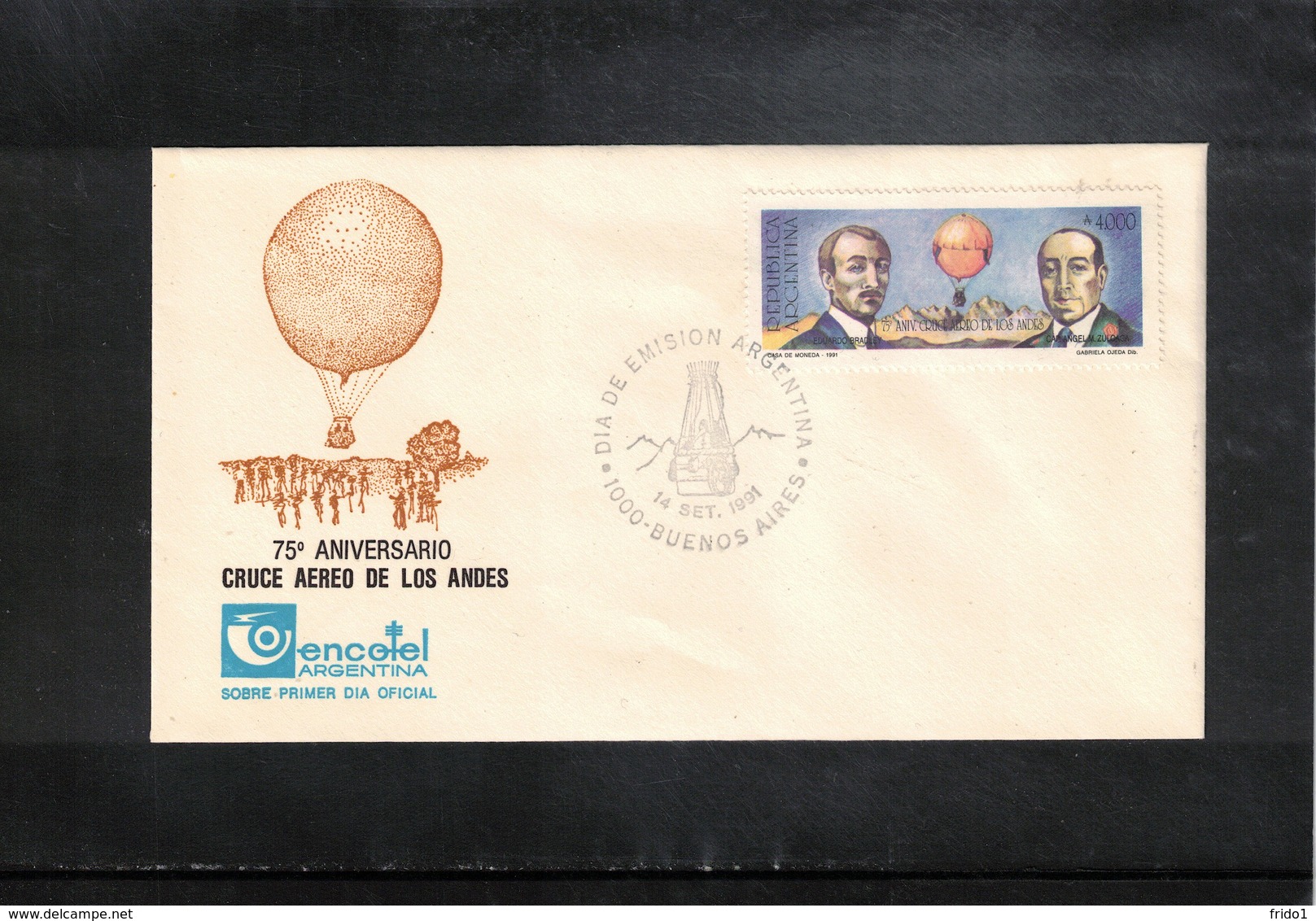 Argentina 1991 75th Anniversary Of The First Balloon Crossing Of Andes Interesting Cover - Brieven En Documenten