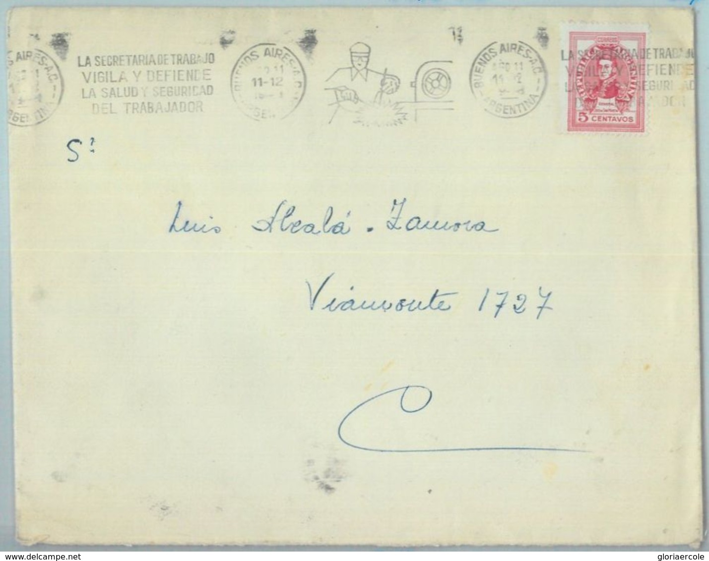 84235  -  ARGENTINA - POSTAL HISTORY - Nice Postmark On COVER 1948 Industry - Covers & Documents