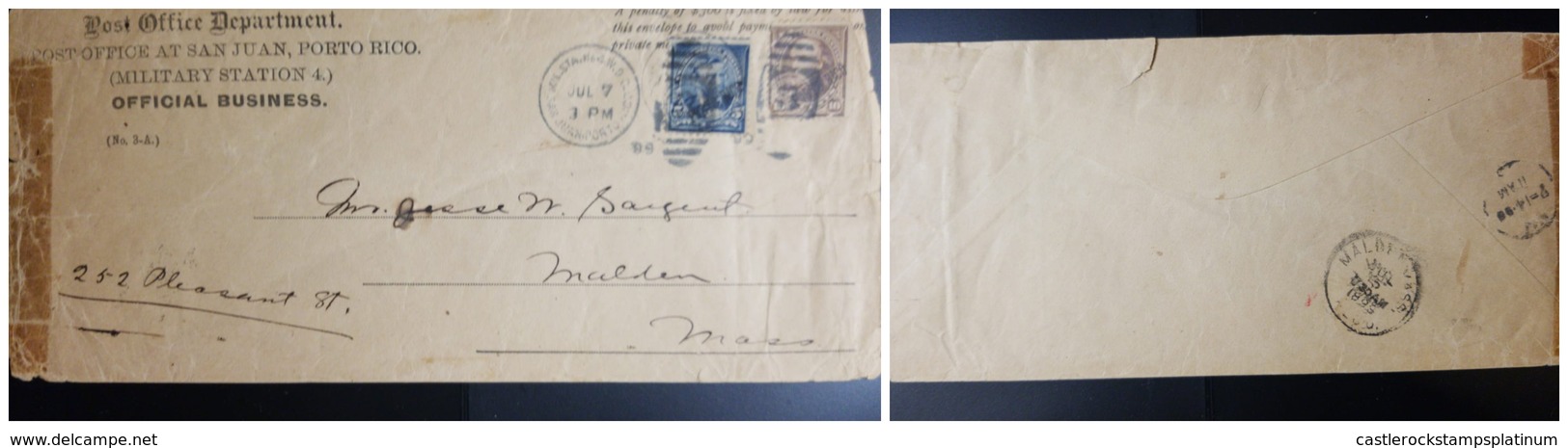 O) 1899 PORTO RICO, PENALTY . PRIVATE - POST OFFICE - MILITARY STATION - OFFICIAL BUSINES,  ULYSSES GRANT 5c, WEBSTER 1 - Puerto Rico