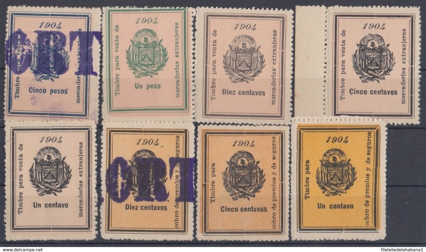 F-EX15026 EL SALVADOR REVENUE STAMPS LOT. MERCANCIAS, PREMIOS, SEGUROS. - El Salvador