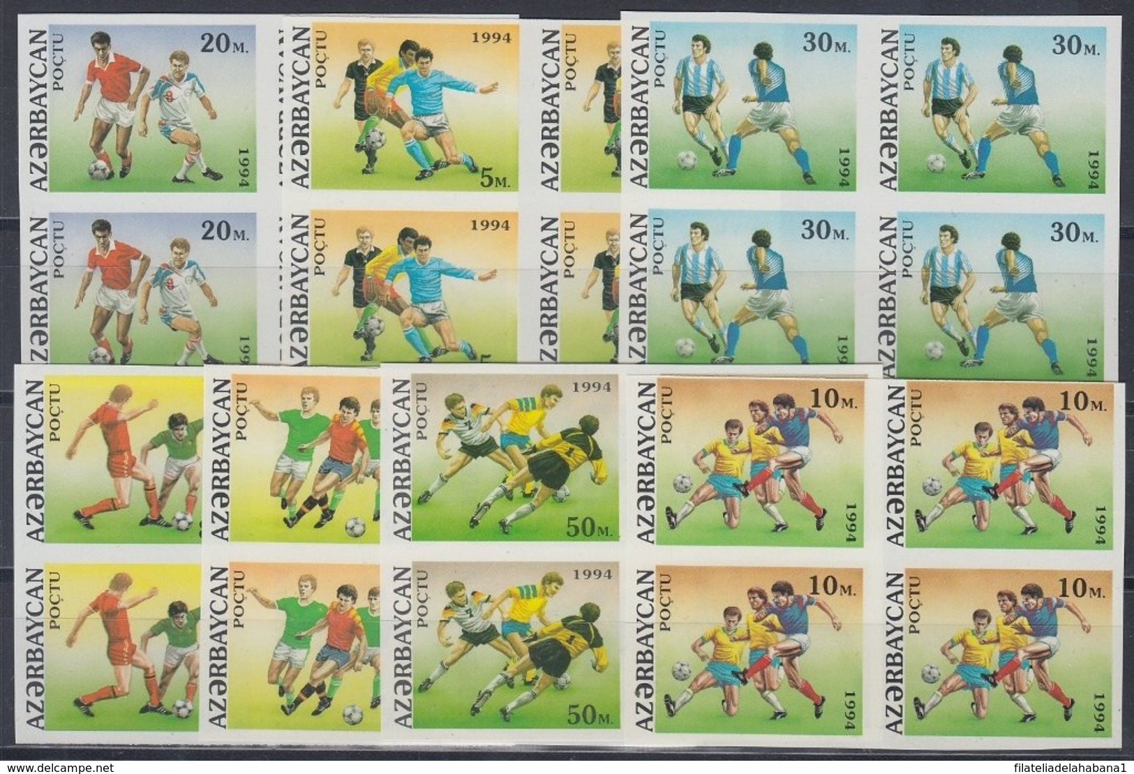 F-EX15060 AZERBAIJAN RUSSIA RUSIA 1994 MNH SOCCER WORLD CUP PROOF IMPERFORATED SET.F - Azerbaiyán