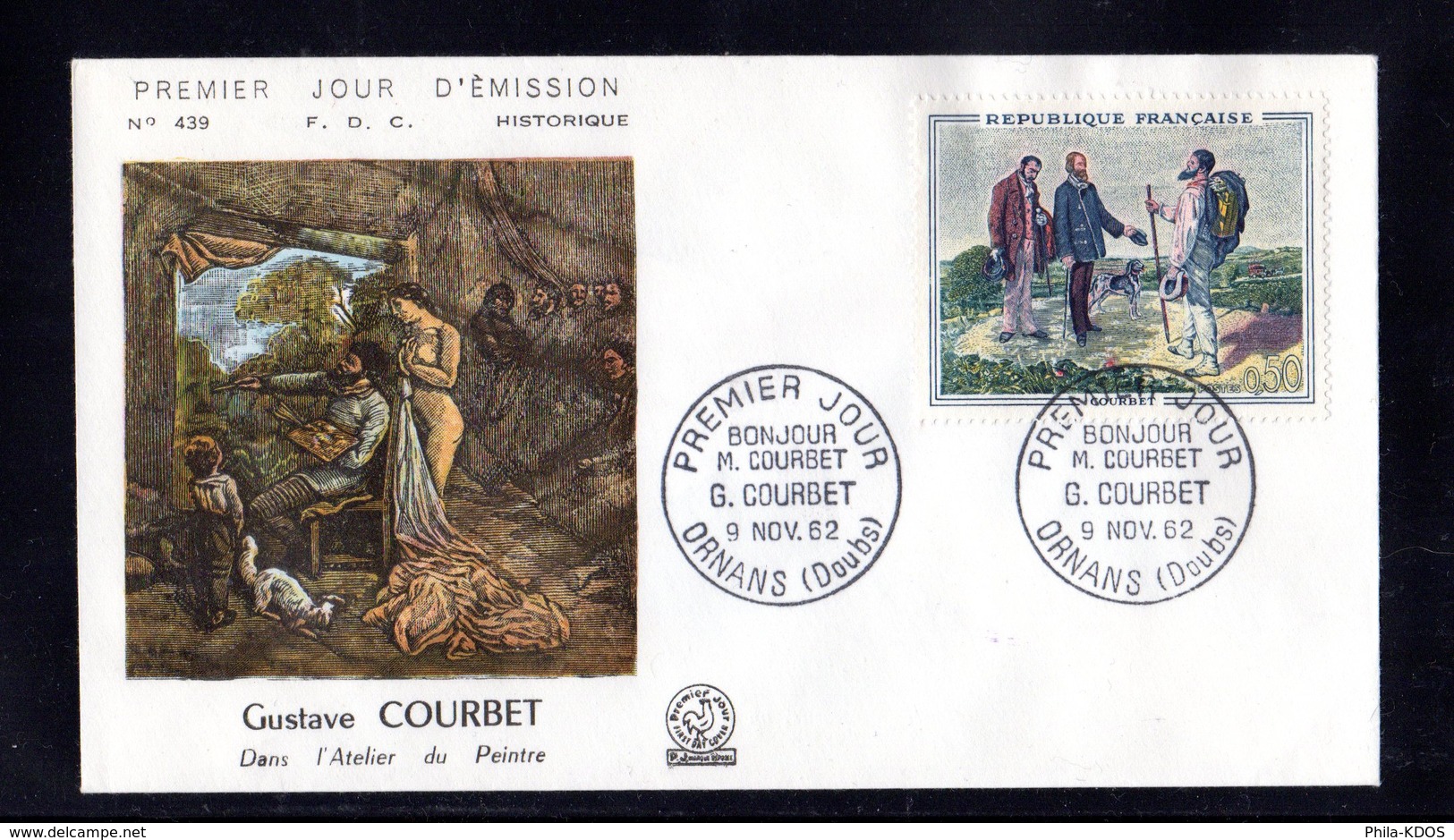 " BONJOUR, MONSIEUR COURBET De COURBET " Sur Enveloppe 1er Jour De 1962 N° YT 1363 Parfait état  FDC - Non Classés