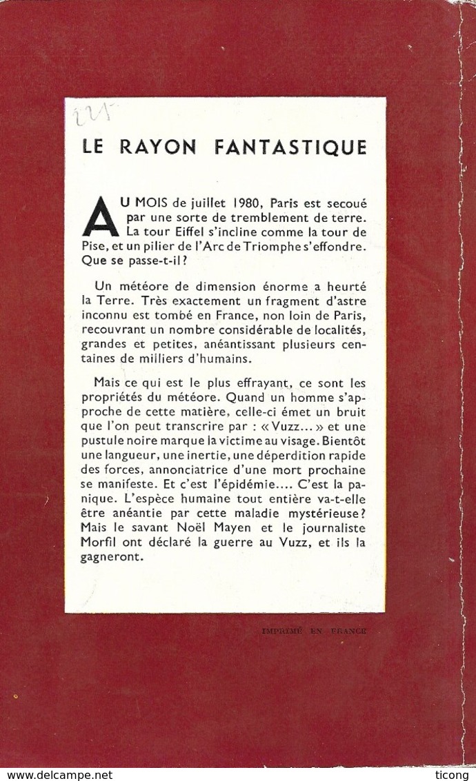 LE RAYON FANTASTIQUE - EDITION ORIGINALE 1955 VUZZ DE P.A.HOUREY ( CATASTROPHE, METERORE, TREMBLEMENT DE TERRE A PARIS ) - Le Rayon Fantastique