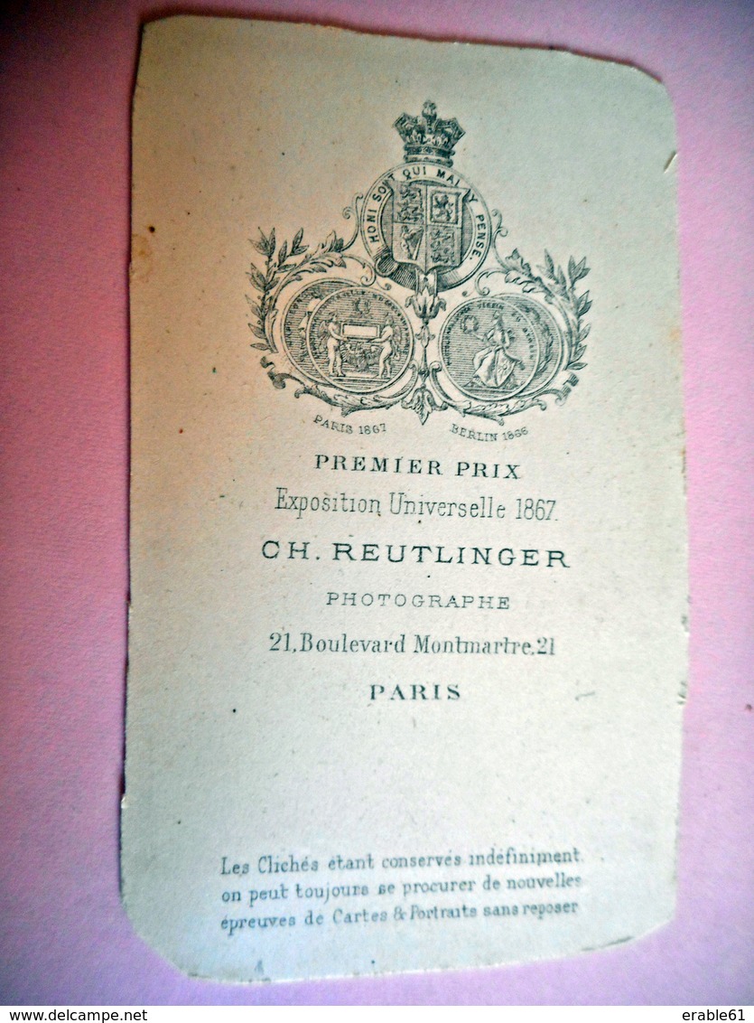 PHOTO CDV  19 EME HOMME ELEGANT  MODE  Cabinet REUTLINGER A PARIS - Old (before 1900)