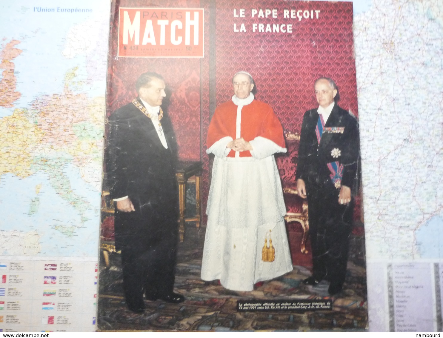 Paris Match N°424 25 Mai 1957 Le Pape Reçoit La France / Les Oscars De La Croisette / Jeanne D'Arc Jean Seberg - General Issues