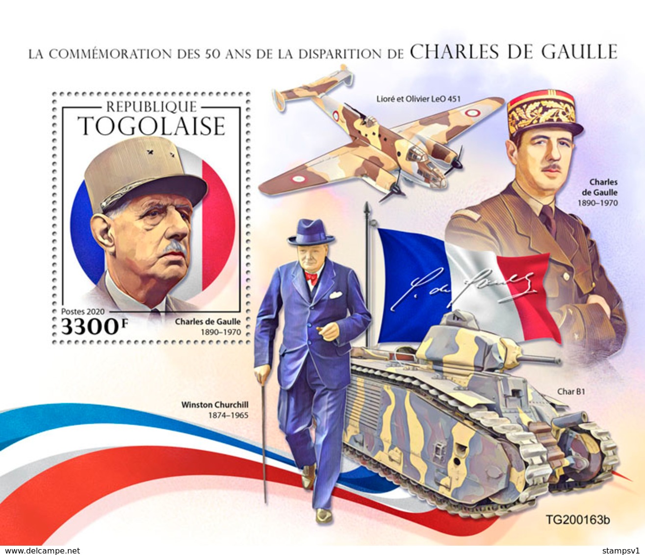 Togo 2020 50th Memorial Anniversary Of Charles De Gaulle. (0163b) OFFICIAL ISSUE - De Gaulle (General)