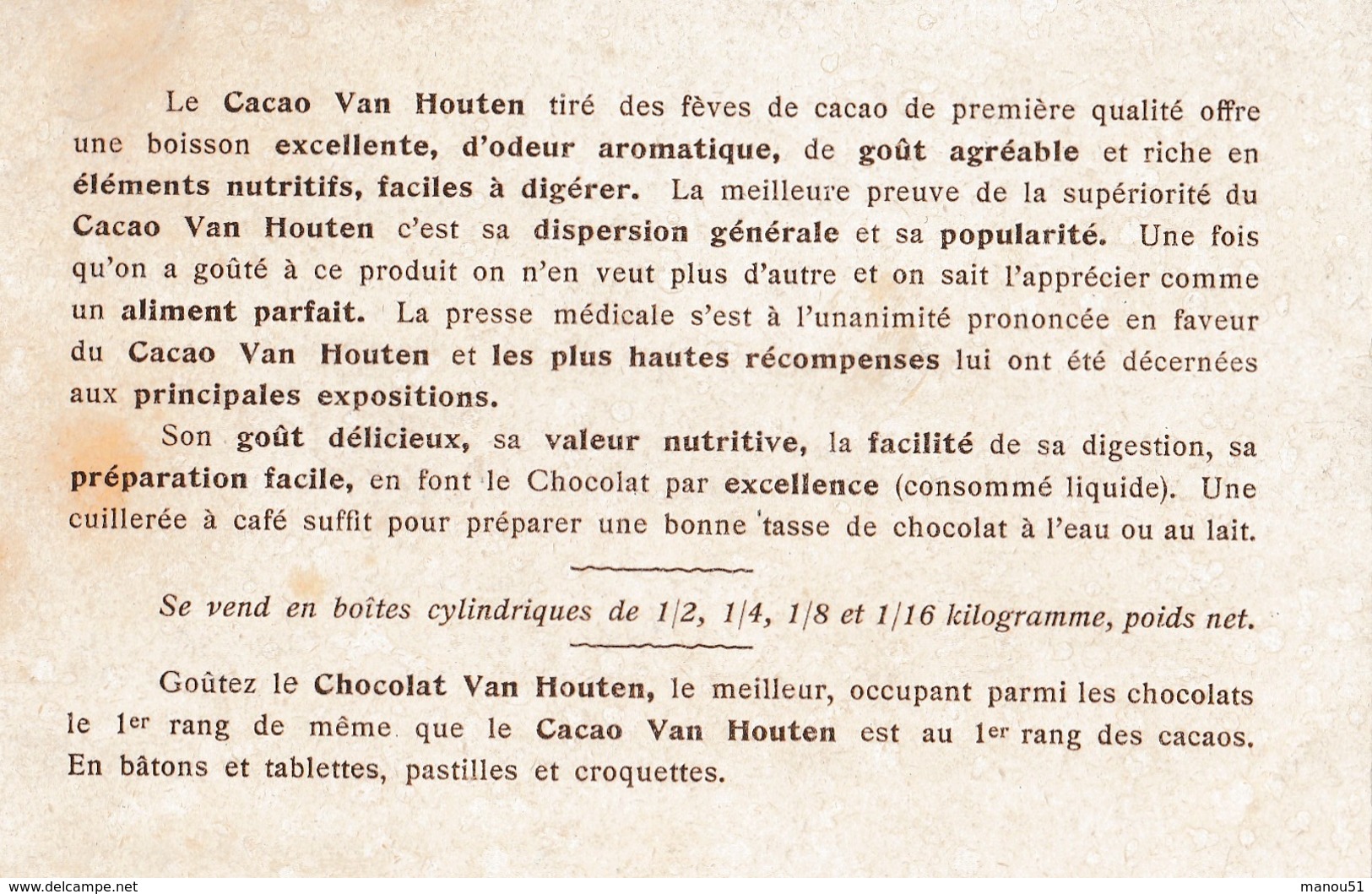 CP Publicitaire : Anno Domini Rome - Pub CACAO VAN HOUTEN - Publicité