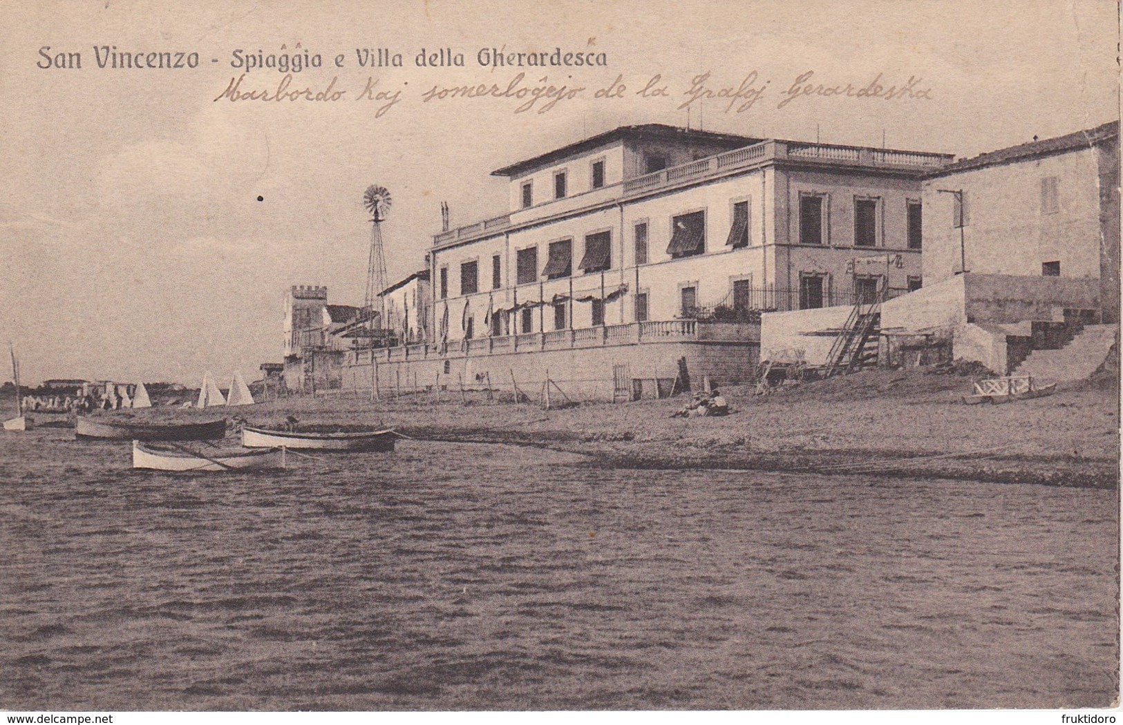 AKEO Card About San Vincenzo - Italy - Sea - Written In Esperanto 1919 - Karto Skribita En Esperanto - Esperanto