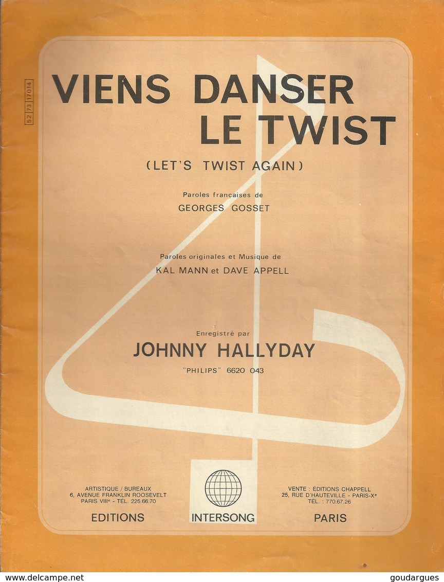 Viens Danser Le Twist (Let's Twist Again) Johnny Halliday - Zang (solo)