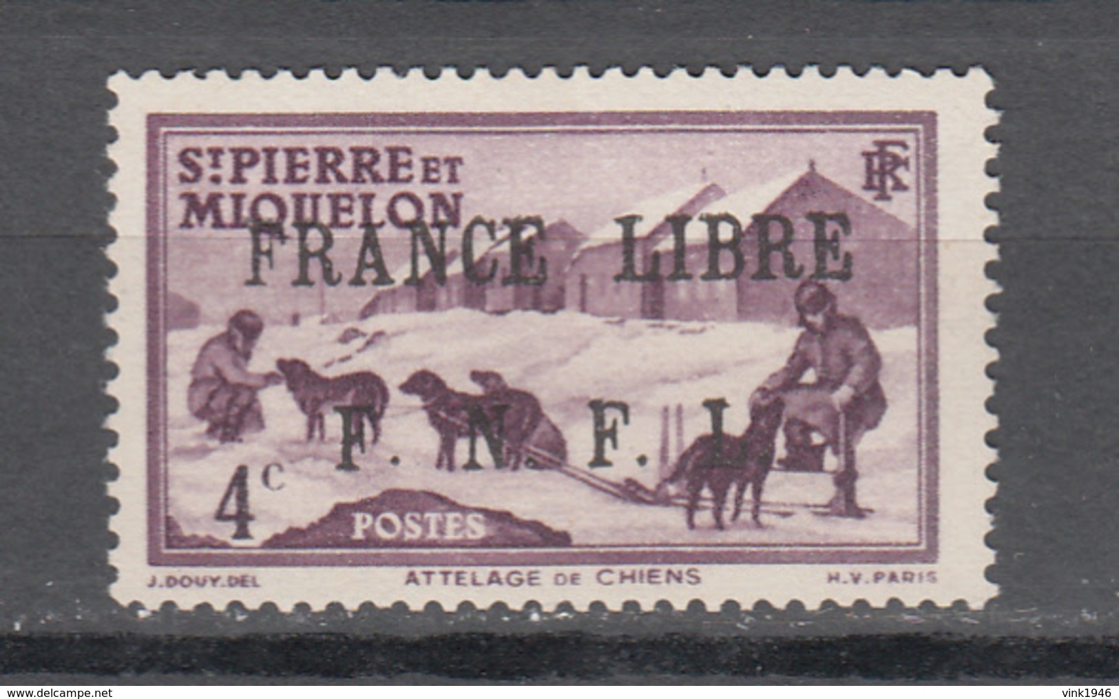 Saint Pierre Et Miquelon SPM 1941-42,Mi 251,dogs,honden,hunde,chiens,perros,cani,MH/Ongebruikt(A3741) - Hunde