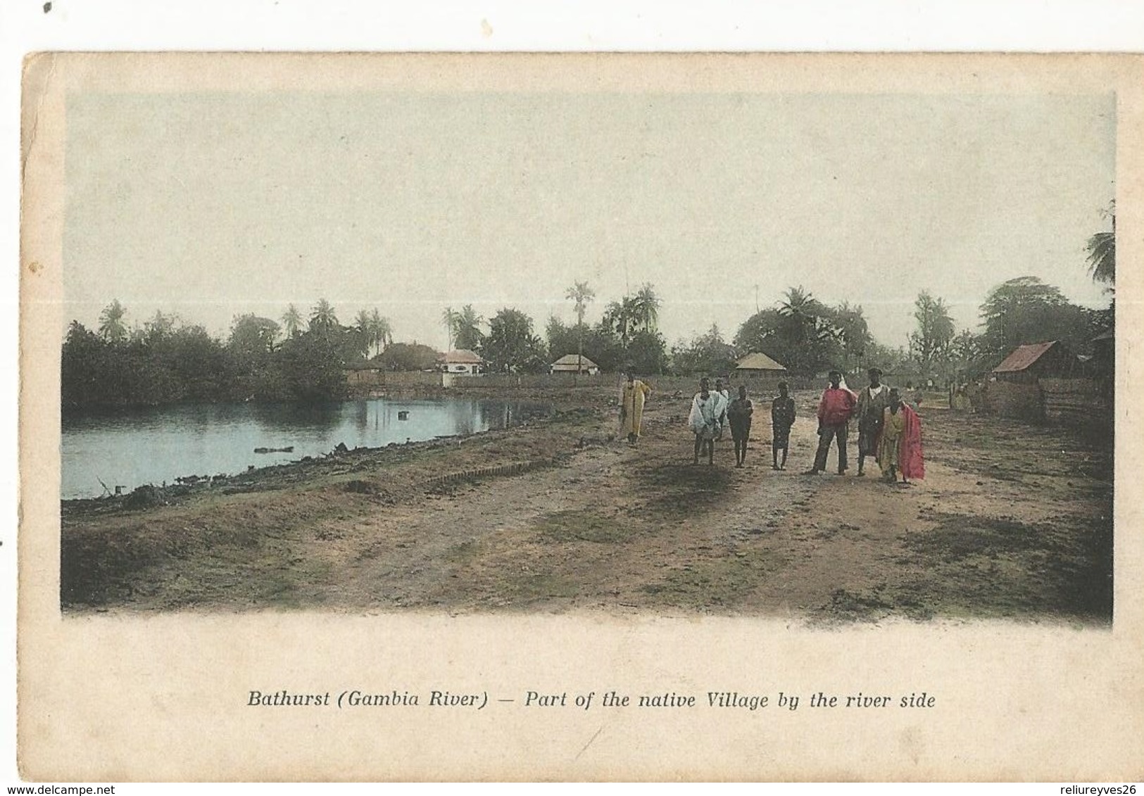 CPA, Gambie ,Bathurst ( Gambia River ), Part Of The Native Village By The River Side  , Animée  Ed. 1900 Dos Simple - Gambia