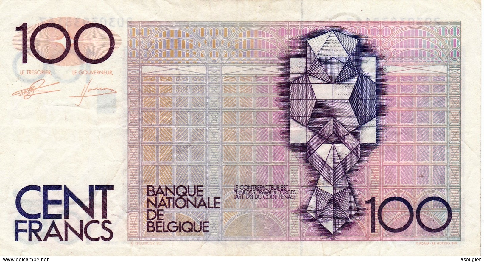 BELGIUM 100 Francs ND 1978-1981 VF P-140a "free Shipping Via Regular Air Mail (buyer Risk)" - 100 Francs