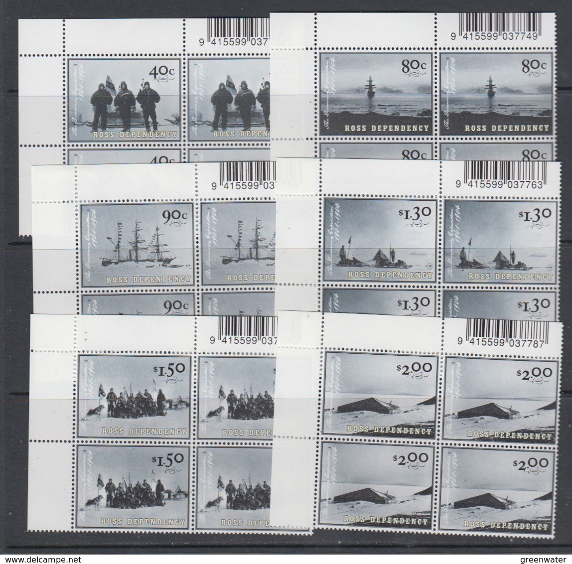Ross Dependency 2002 The Discovery Expedition 6v  Bl Of 4 (corners)** Mnh (47846C) - Nuevos