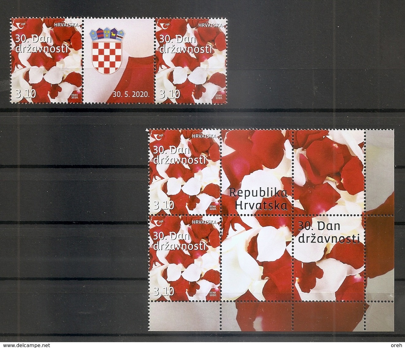 CROATIA 2020,30TH STATEHOOD DAY,,FLOWERS,VIGNETTE,ROSES,,MNH - Kroatien