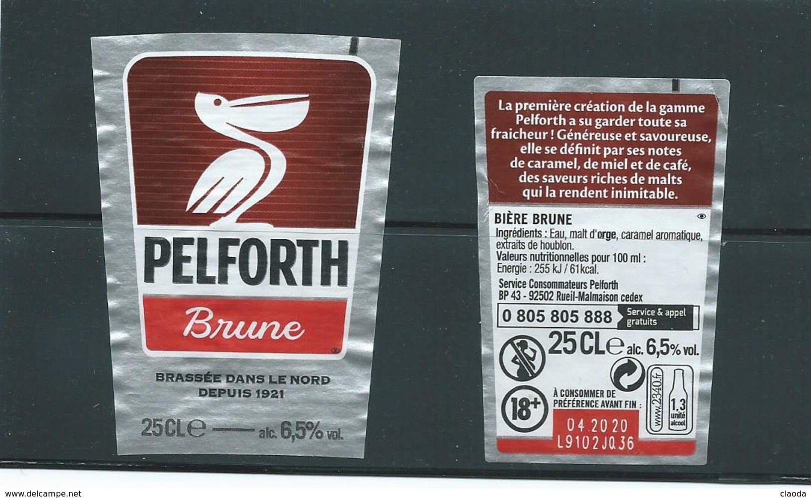 E 9 - BIERE PELFORTH -  ETIQUETTE FORMAT TRAPEZE  BIERE BRUNE - Bier