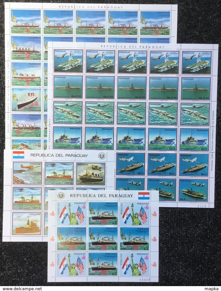 T603 1986 PARAGUAY TRANSPORT SHIPS STATUE OF LIBERTY !!! MICHEL 99 EURO 2 BIG SH FOLDED IN 2 + 2KB MNH - Ships