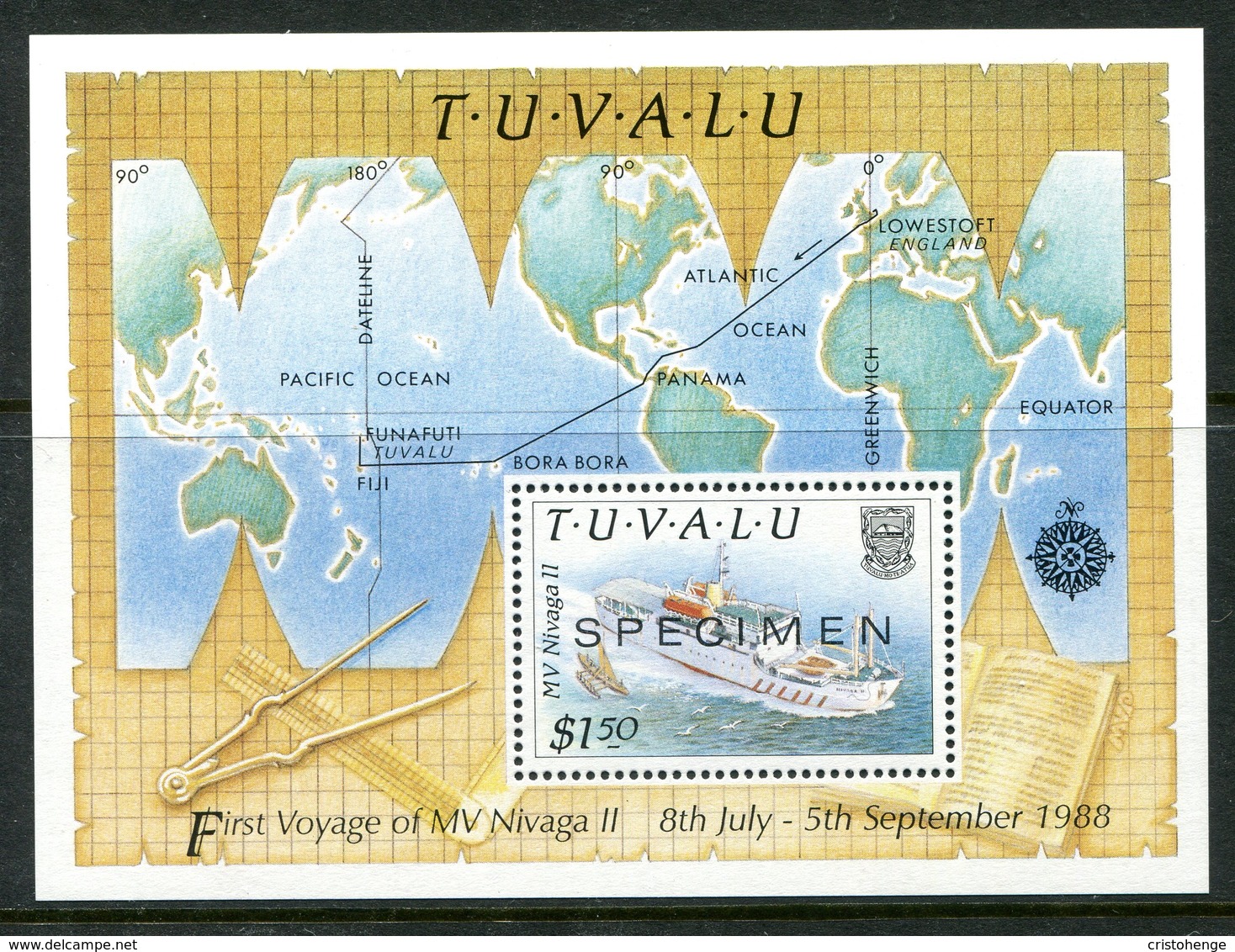 Tuvalu 1989 Delivery Of New Inter-island Ship Nivaga II - SPECIMEN - MS MNH (SG MS563) - Tuvalu