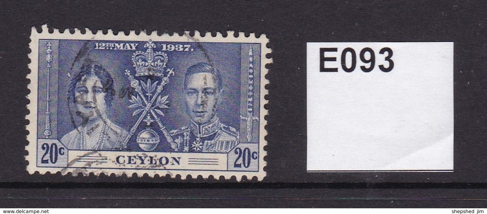 Ceylon 1937 Coronation 20c - Ceylon (...-1947)