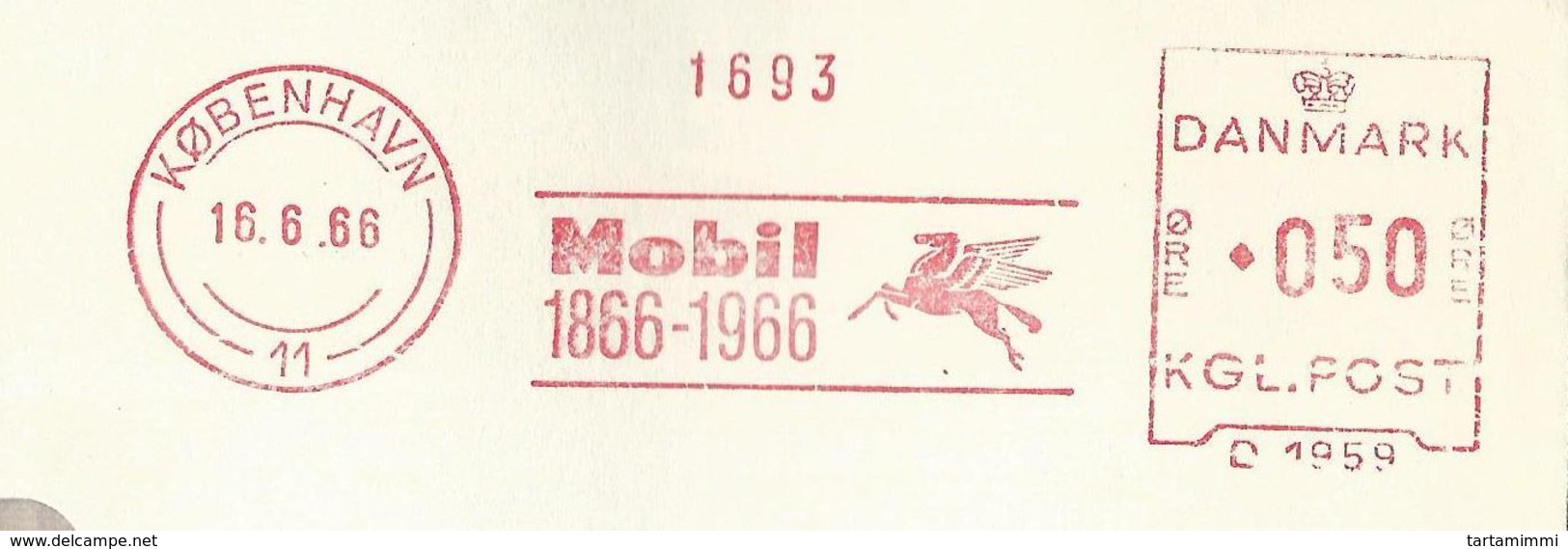 EMA METER STAMP DANMARK KØPENHAVN 1866 1966 - MOBIL PEGASUS 100 YEARS ANNIVERSARY - COMPLETE COVER - Gaz