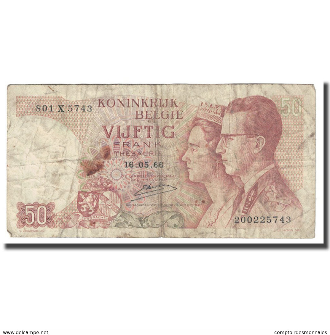 Billet, Belgique, 50 Francs, 1966, 1966-05-16, KM:139, B+ - 50 Francs