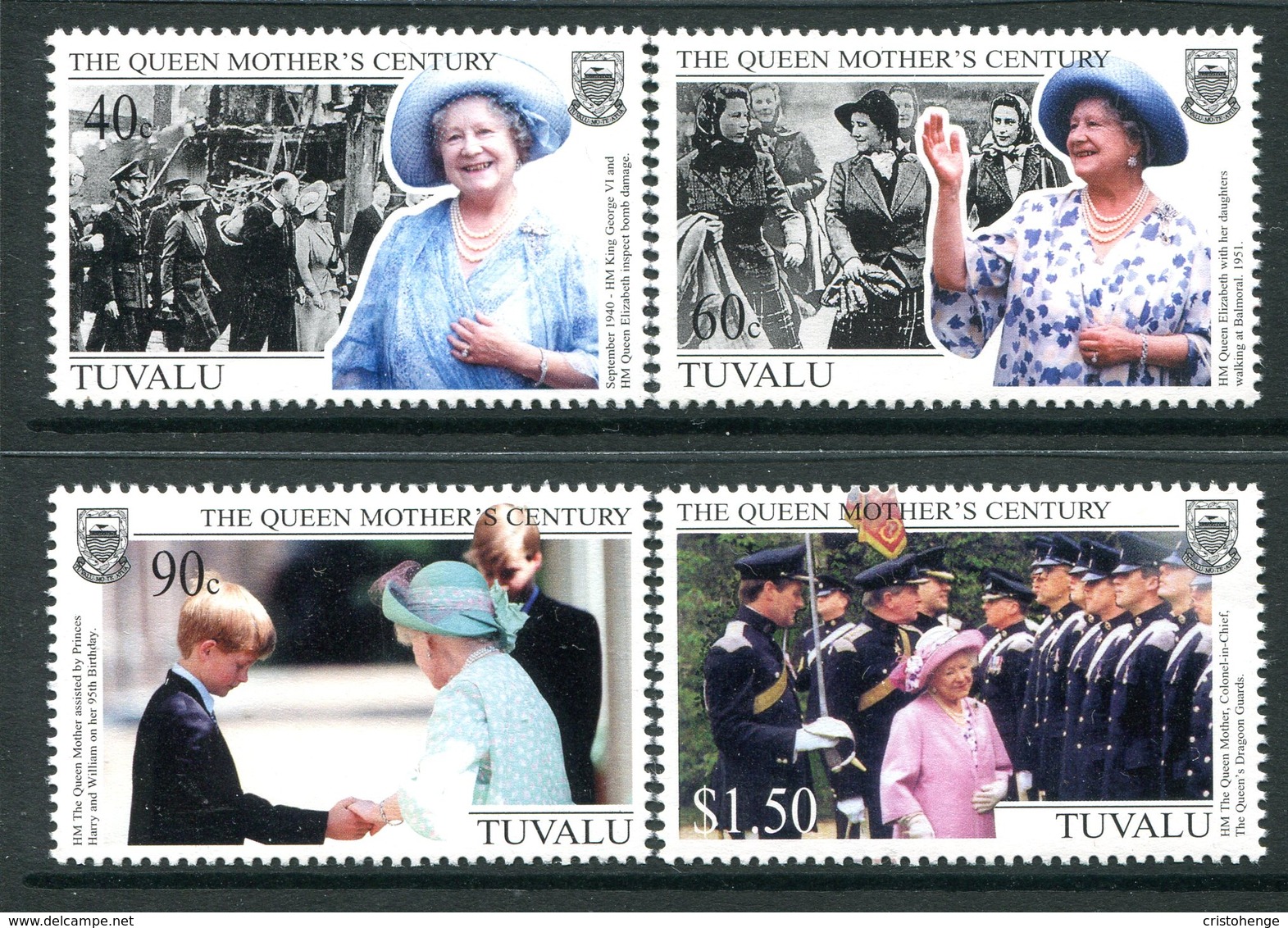 Tuvalu 1999 Queen Elizabeth The Queen Mothers Century Set MNH (SG 846-849) - Tuvalu