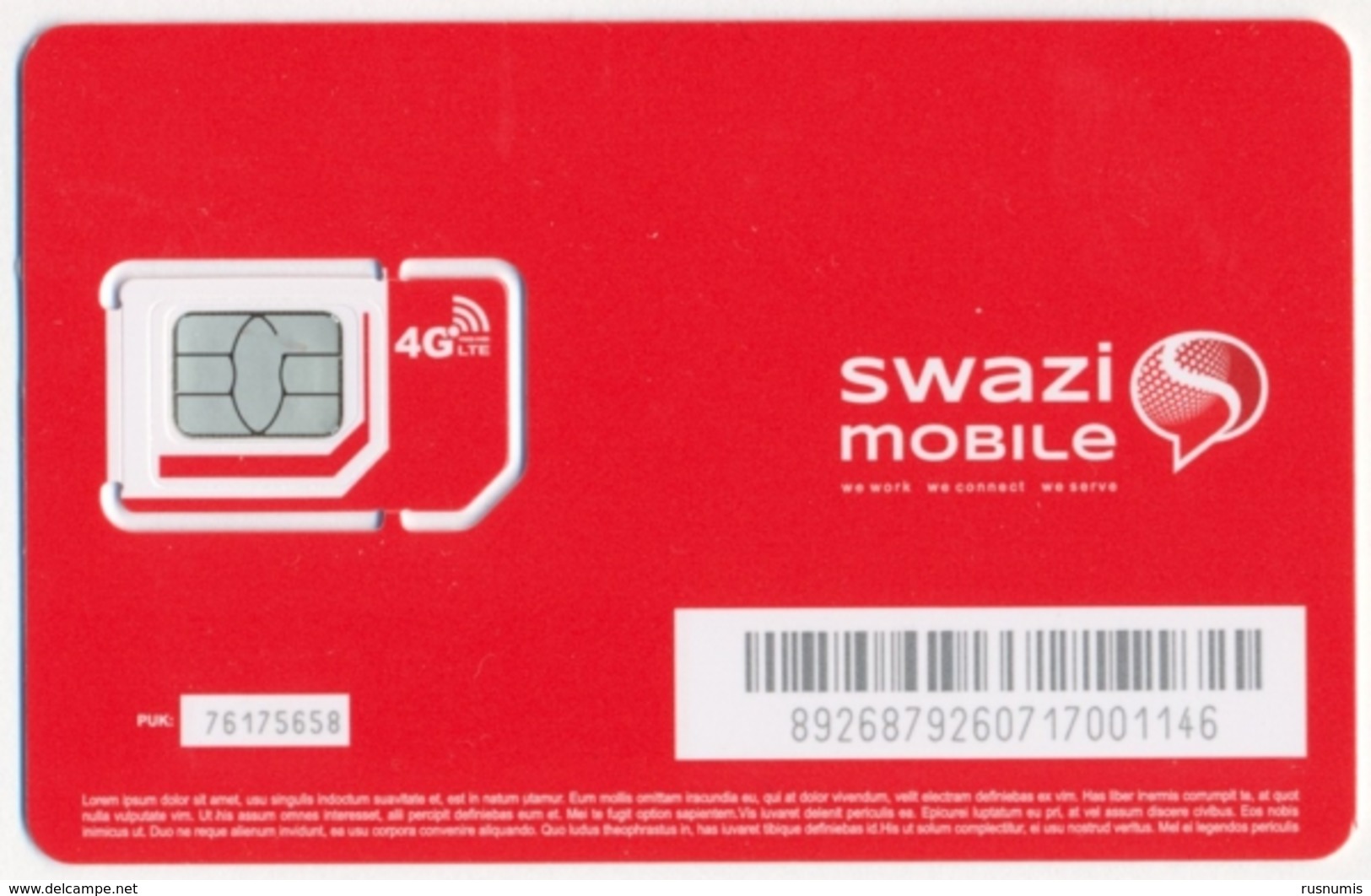 SWAZILAND - SWASILAND SWAZI MOBILE GSM (SIM) CARD MINT UNUSED - Swaziland
