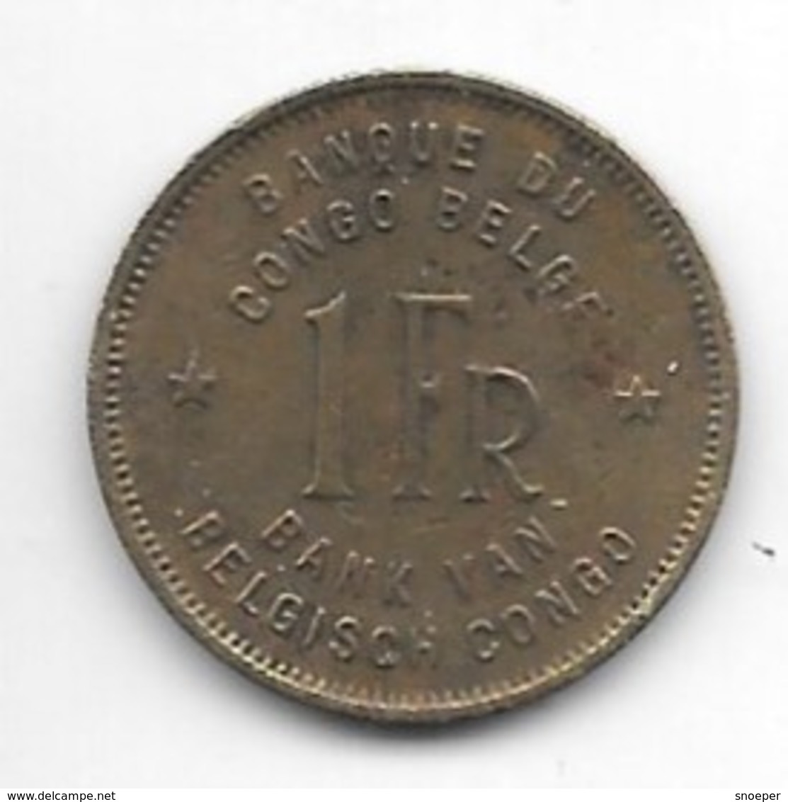 Belgium Congo 1 Franc  1944   Km 26  Vf - 1934-1945: Leopold III