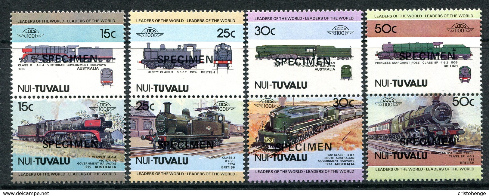 Tuvalu - Nui 1984 Locomotives - 1st Issue - SPECIMEN - Set MNH - Tuvalu