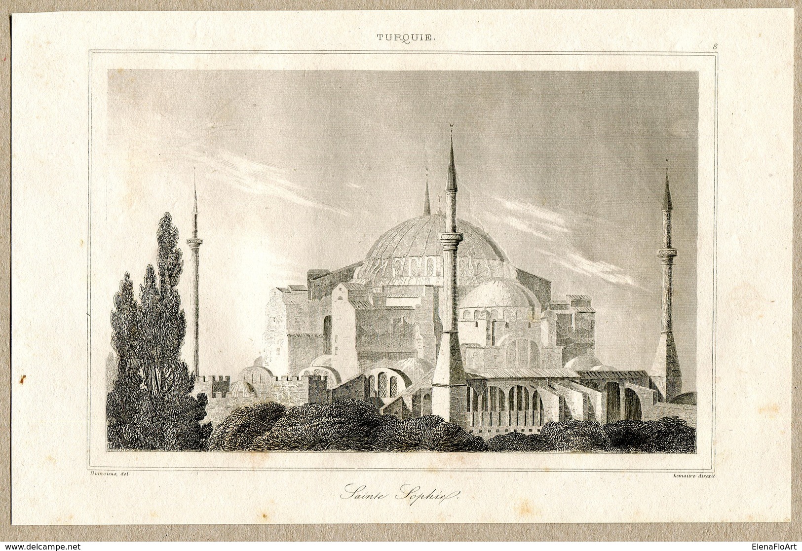 Hagia Sophia Ayasofya Istanbul Architecture Ottoman Turkish Empire Turkey Antique Engraving 1840 - Estampas & Grabados