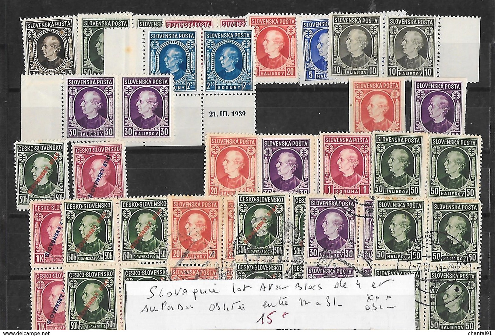 SLOVAQUIE LOT AVEC BLOCS DE 4 ET SUPERBES OBL ENTRE 22 ET 31 **.*.OBL - Collections, Lots & Series