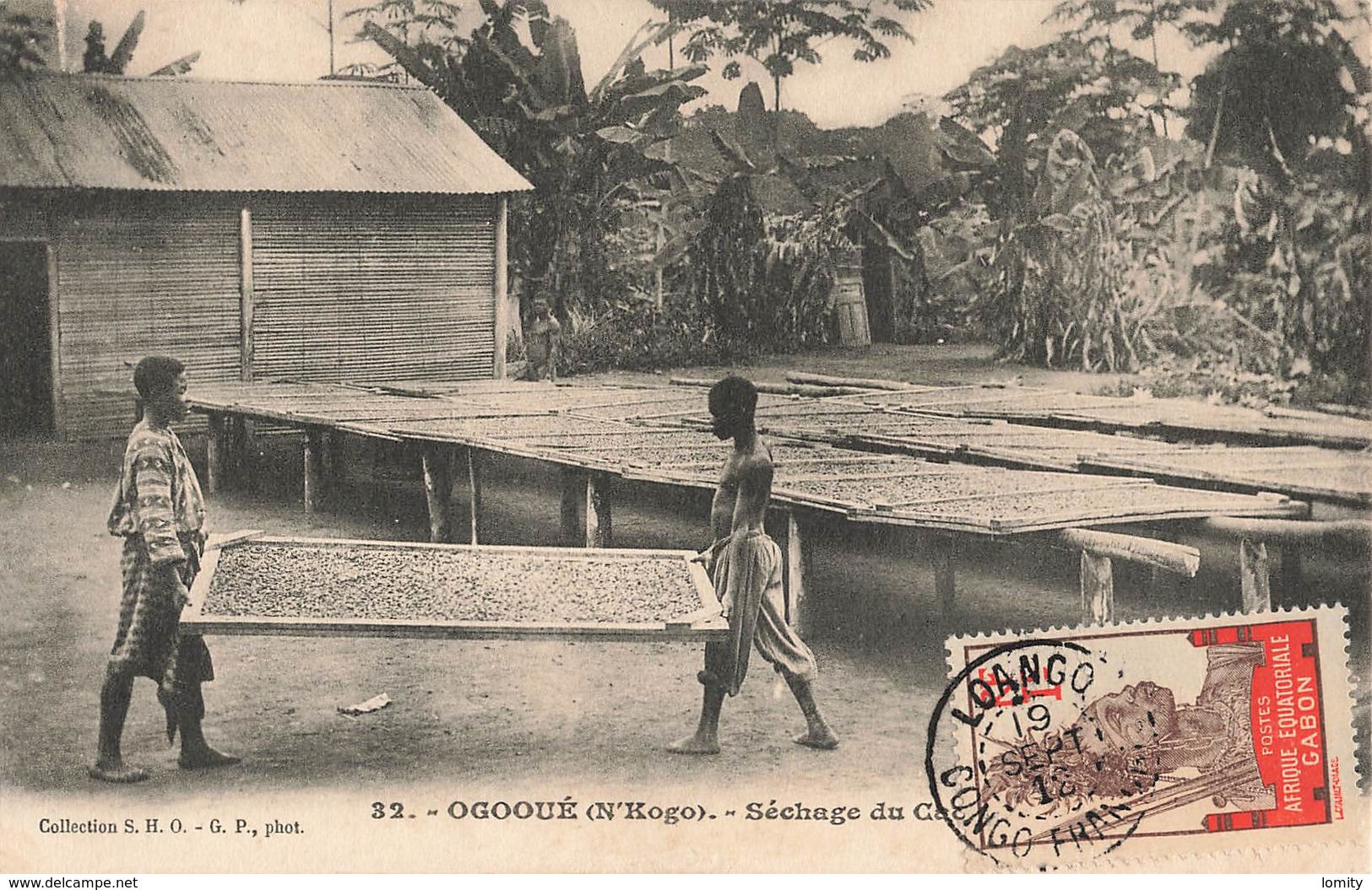 Gabon Ogooué N'Kogo Sechage Du Cacao + Timbre Afrique Equatoriale Franaçaise - Gabon