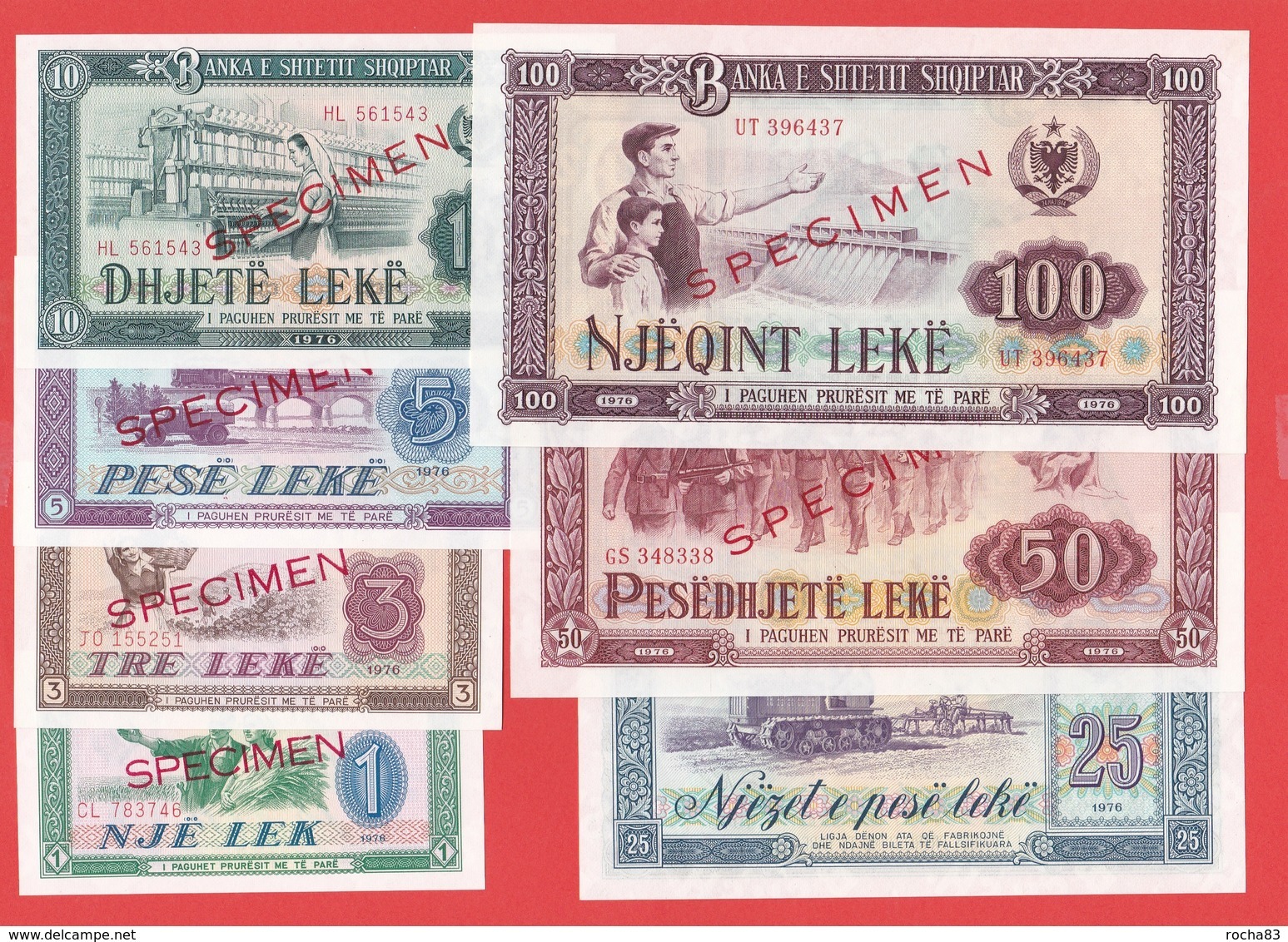 ALBANIE -Série De 7 Billets SPECIMEN De 1976 - NEUF - Albania