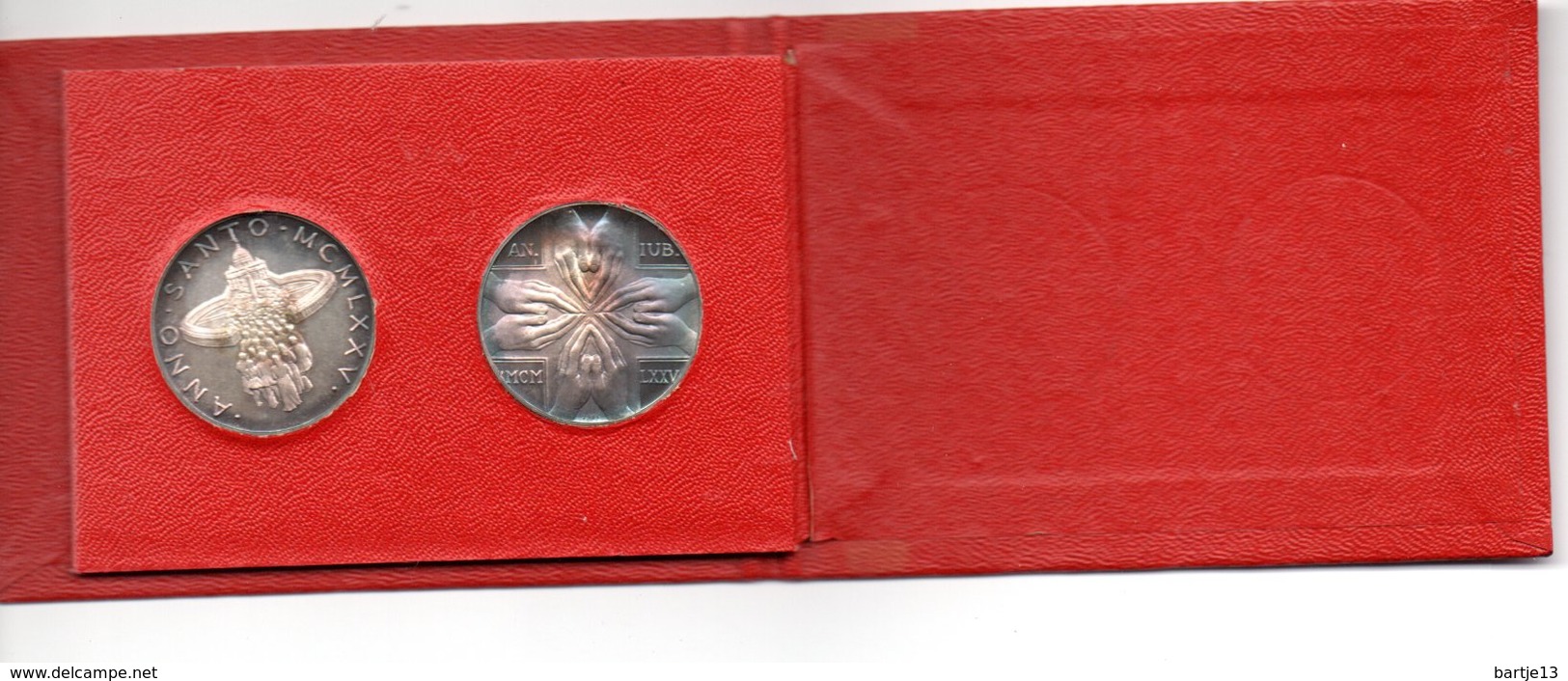 VATICAAN 2 PENNINGEN ZILVER PROOF ANNO SANTO 1975 JUBILEE PAULUS VI - Vaticano