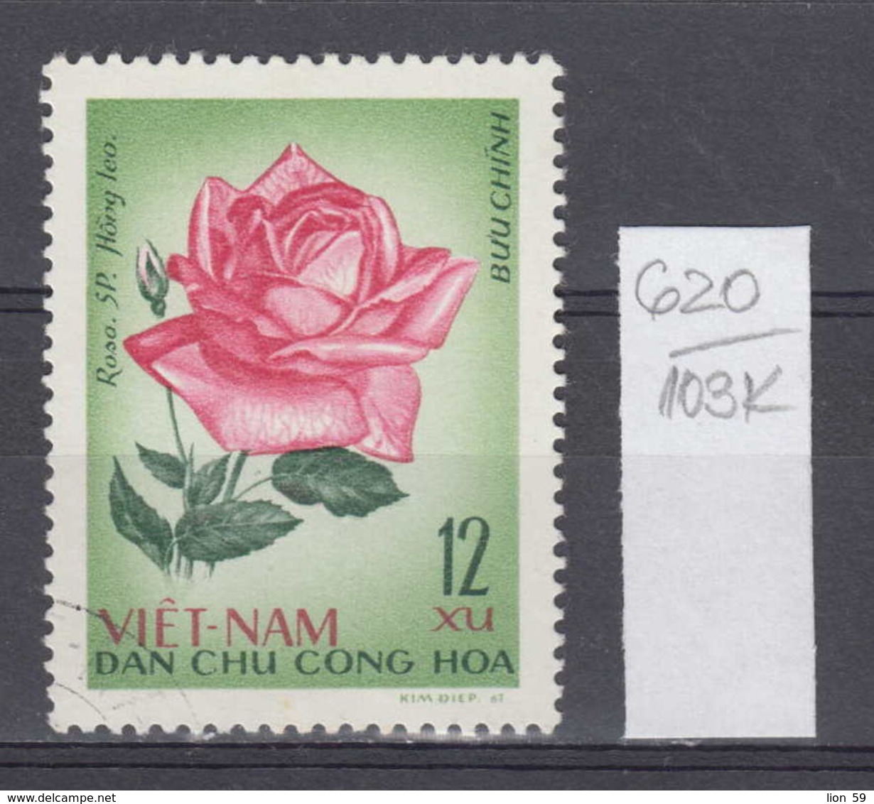 103K620 / 1968 - Michel Nr. 527 Used ( O ) Rose  Rosen Rosier - Rosa SP. Hong Leo , North Vietnam Viet Nam - Vietnam