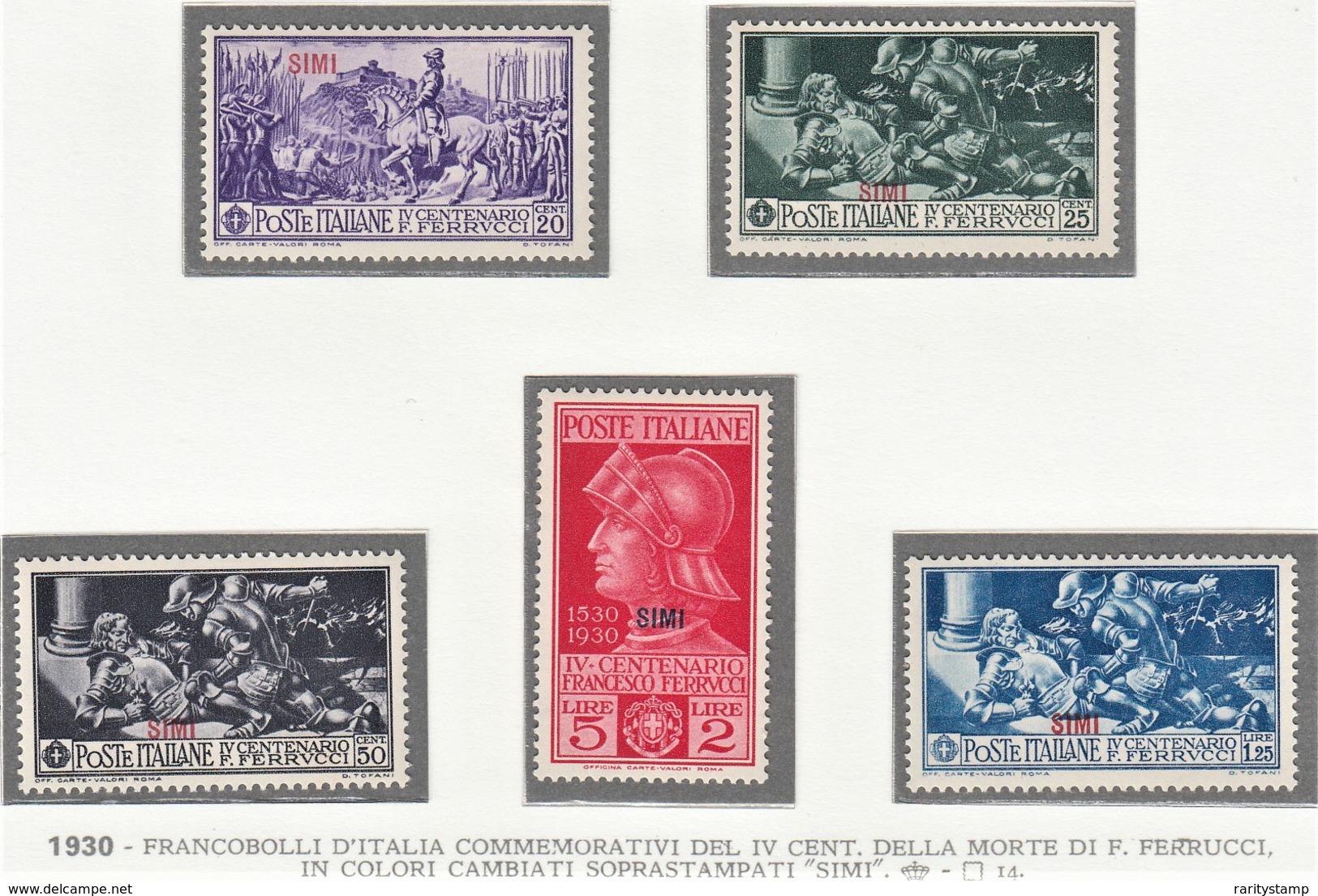 ITALIA 1930  COLONIE E POSSEDIMENTI EGEO 1930 SIMI  SERIE FERRUCCI SASSONE S.80  MNH  QUALITA' ECCEZZIONALE - Egée (Simi)