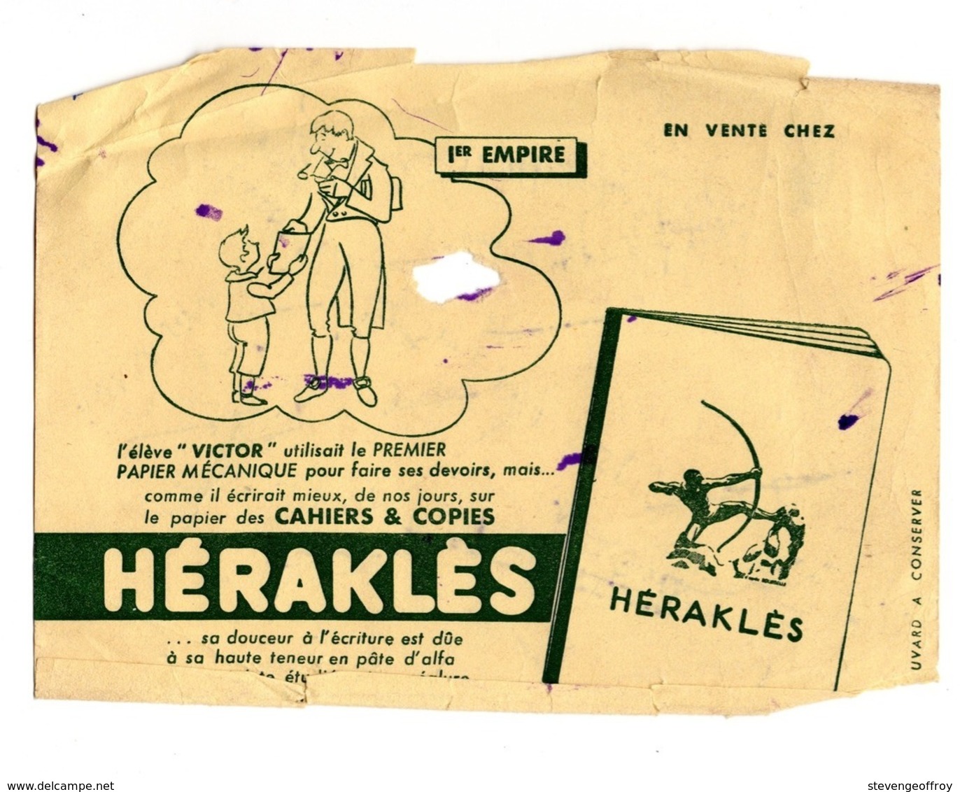 Buvard HErakles 1 Er Empire Victor Papier Mecanique Cahiers Copies - Papeterie