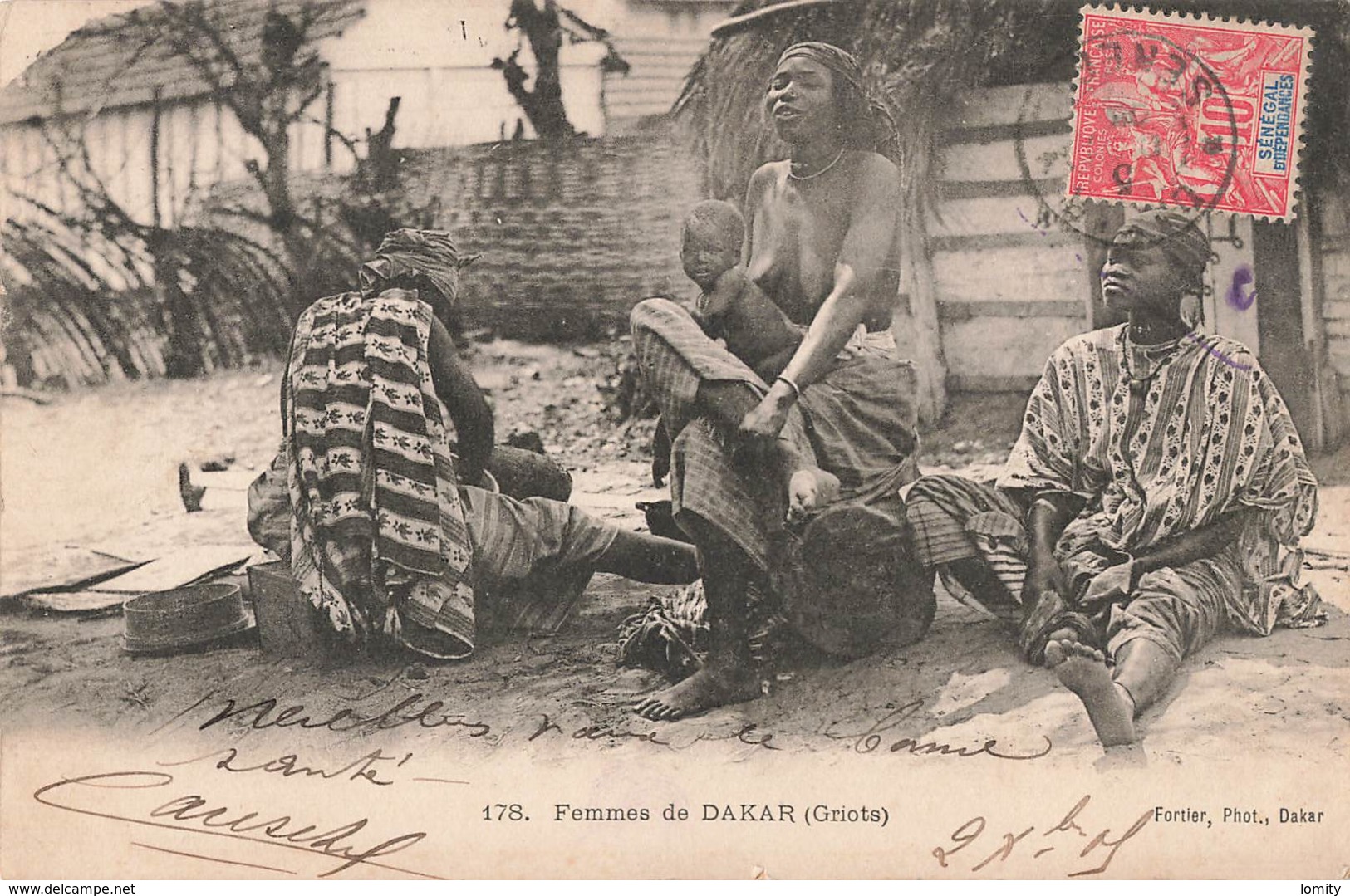 Sénégal Dakar Femmes Griots Femme Seins Nus Bébé + Timbre Sénégal Et Dépendances - Senegal