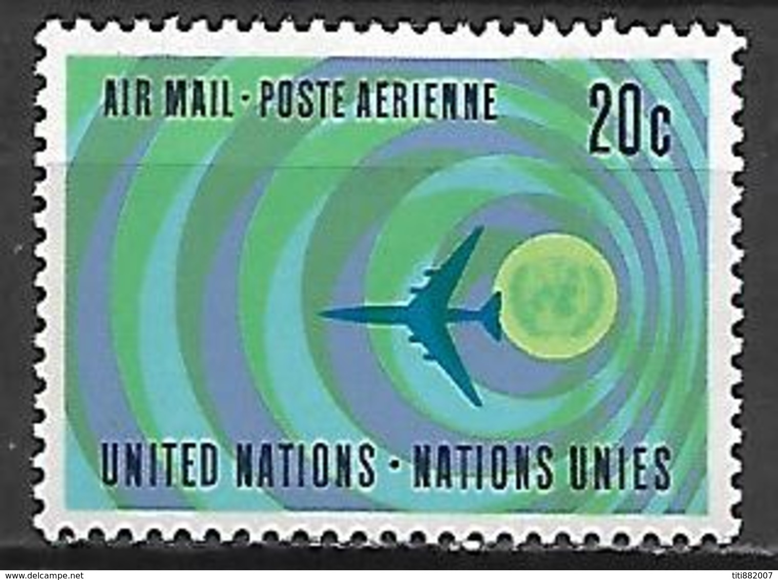 NATIONS UNIES  /   ONU -  Poste Aérienne  -  1963.   Y&T N° 13 *  .  Avion à Réaction - Poste Aérienne