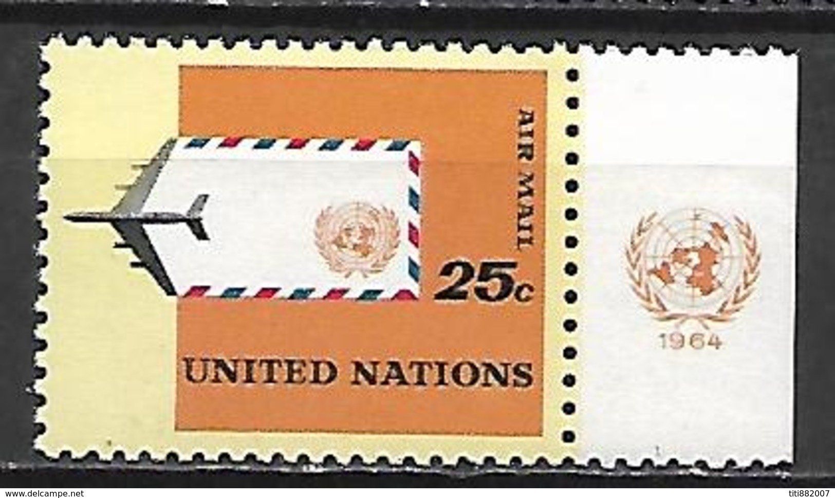 NATIONS UNIES  /   ONU -  Poste Aérienne  -  1963.   Y&T N° 14 *  .  Avion Et Enveloppe - Luftpost